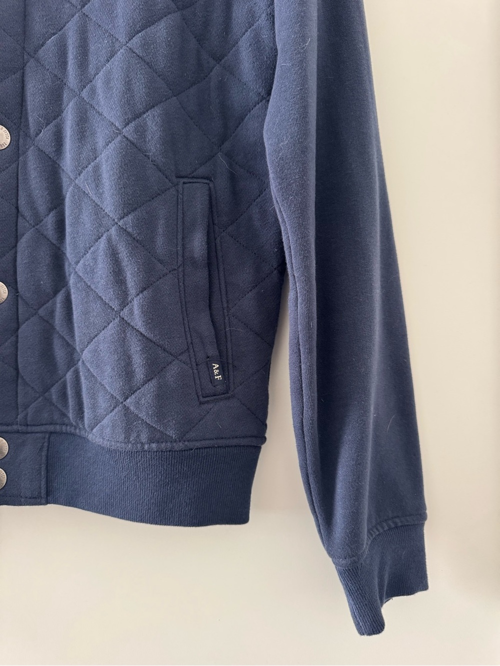 Abercrombie & Fitch Navy Quilted Snap Jacket - Picture 3 of 3